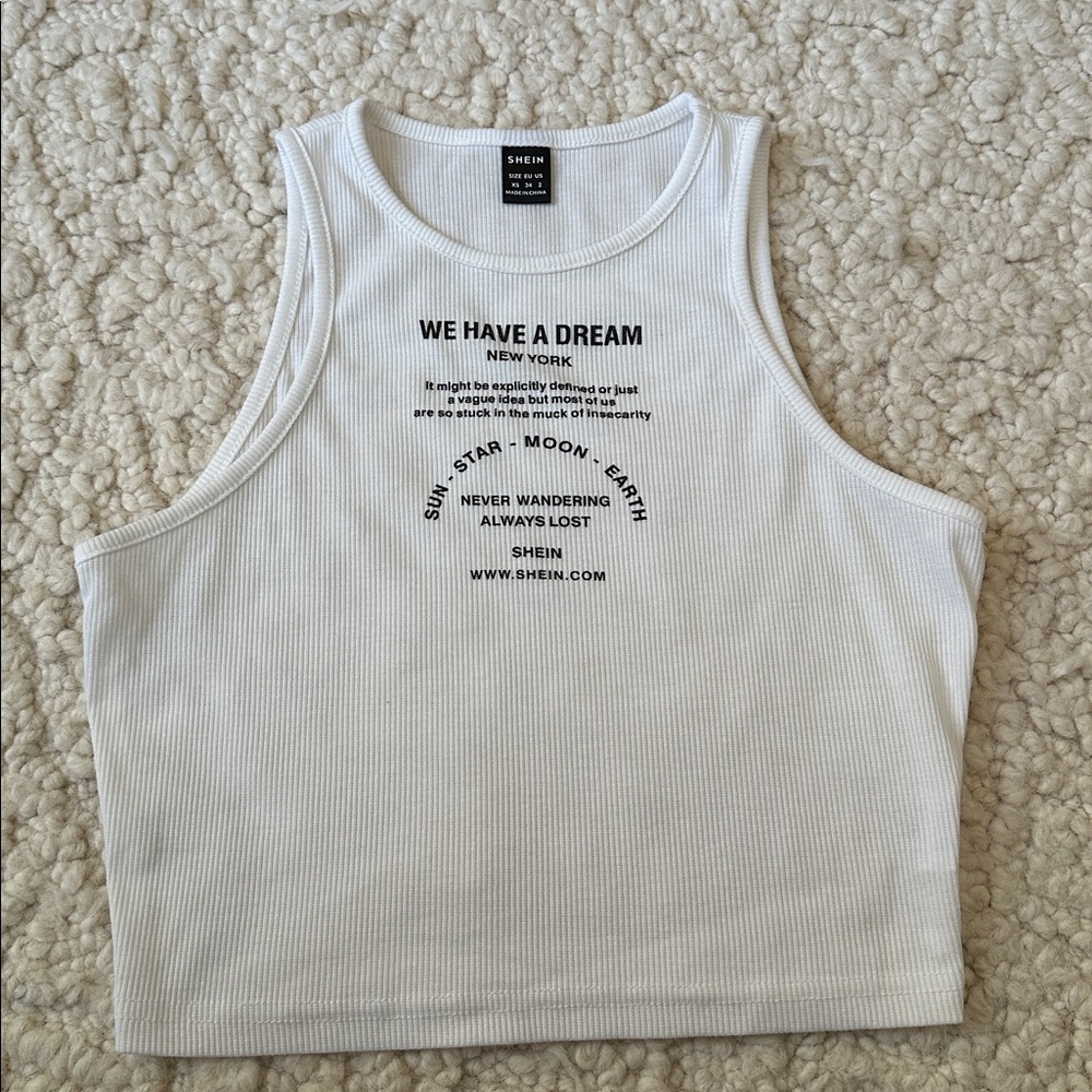 SHEIN Ribbed "We Have A Dream" Cropped Tank Top